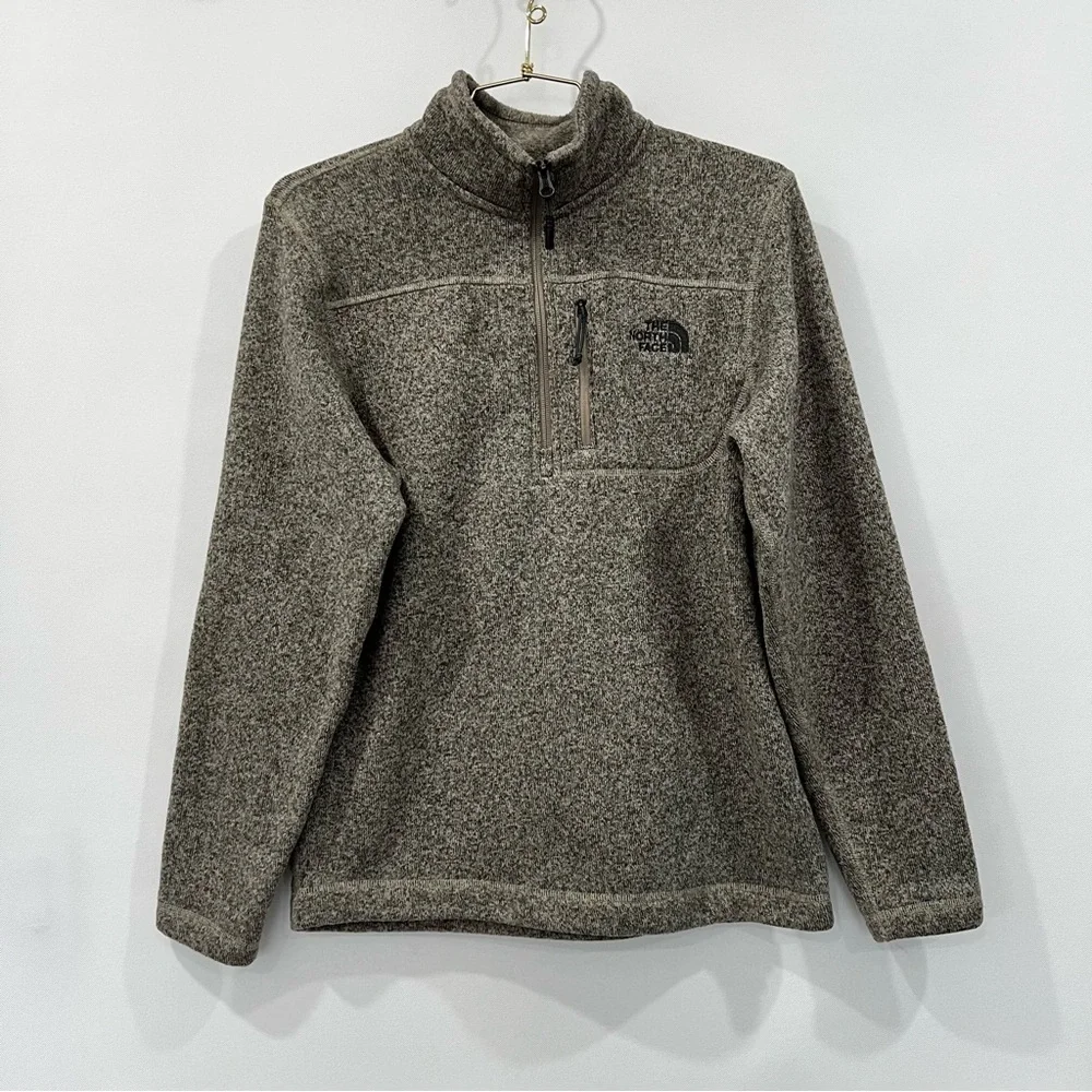 The North Face Men’s 1/4 Zip Pullover Fleece in Gray/Oatmeal Size Small